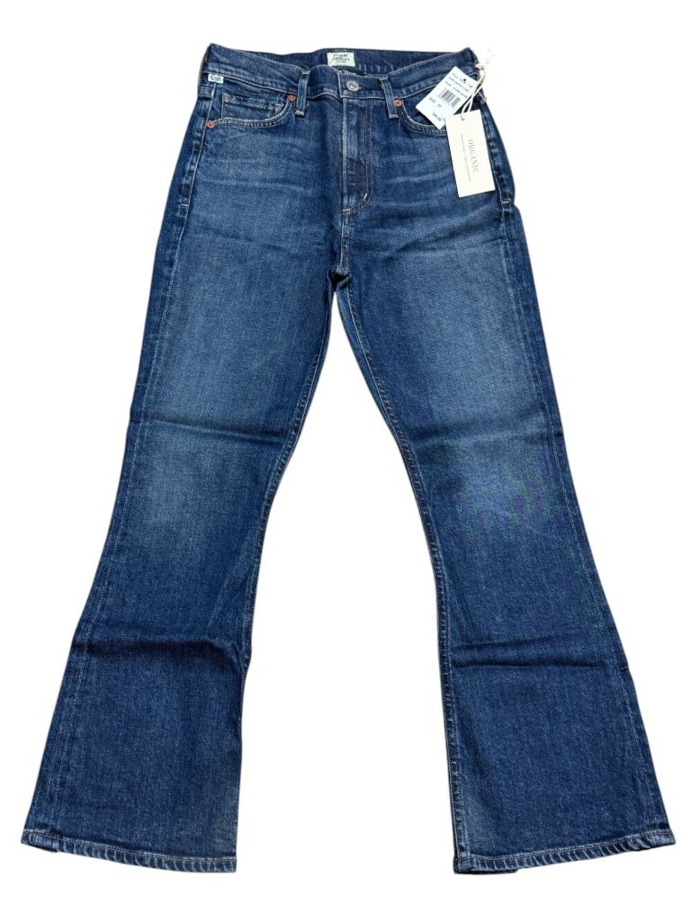 Citizens of Humanity Demy Cropped Flare Jeans Dark Vintage Blue Gleams Size 24